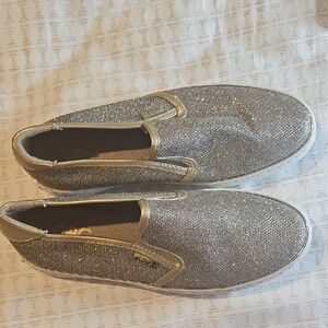 Silver Glitter Slip-On Sneakers